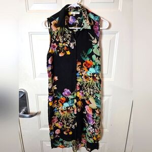 Spense Sheer Button Up Floral Long Sleeveless Dress‎ / Cover Up Size Medium